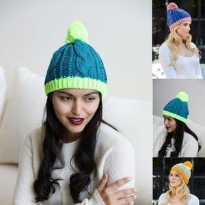 Two Tone Pom Beanies